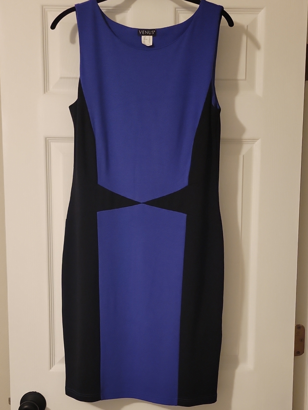 VENUS Royal Blue and Black Colorblock Sheath Dress